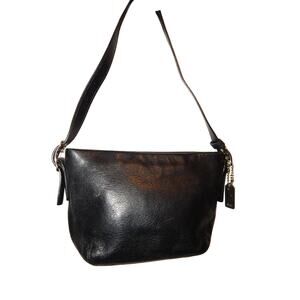 Coach Vintage Mini Smooth Black Leather Wristlet Handbag